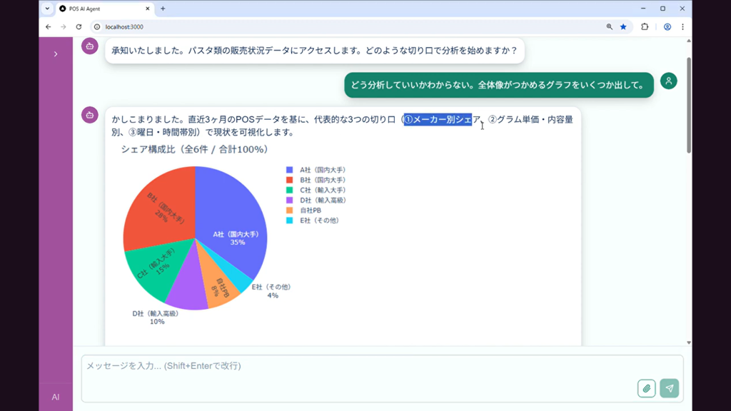 AIエージェントのデモ画面2